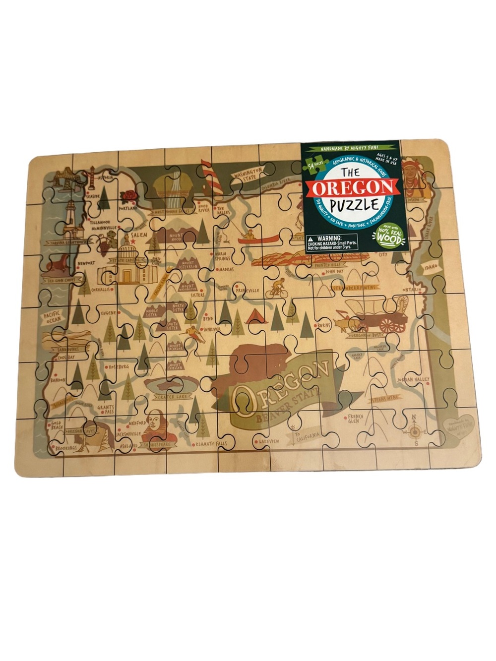 The Oregon Puzzle , 54-piece wooden jigsaw puzzle, made in USA